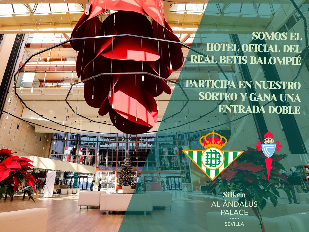 SilkenAlAndalus's tweet photo. 📣 Somos el #hotel oficial del #RealBetis y por eso sorteamos una entrada doble entre nuestros seguidores para el próximo partido de #LaLiga. ¡Síguenos y haz retuit para participar! El sábado 1 de enero a las 12:00 haremos sorteo en directo en Instagram #DíaDeBetis #Sevillahoy https://t.co/loibv8DvZr