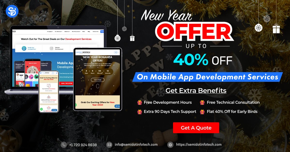 DotSemi's tweet photo. Save up to 30% on this new year🎉 by having mobile app development services from @DotSemi.
Hurry up and grab the benefits now!
🔗https://t.co/SHXXDOrme9
#NewYearOffer #FestiveOffer #SpecialOffers #SpecialDiscount #AppDesigners #AppDevelopment #iOSAppDevelopment #AnroidApp https://t.co/dx8WbWYbL0