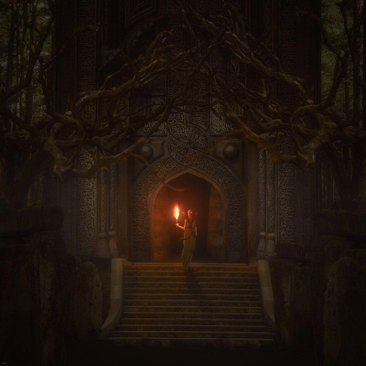 ringdrache's tweet photo. a Ranger entering a dungeon

just a little practice session with a random prompt
#digitalart #conceptart #illustration #fantasy #affinityphoto #photobash https://t.co/QrFxOy4016