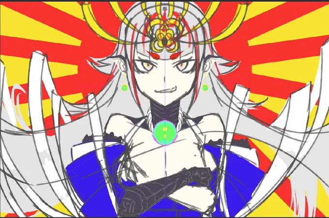 お正月オリキャラ(下書き)(あれ、終わる気がしないぞ……?) #正月  #オリキャラ   #イラスト 
