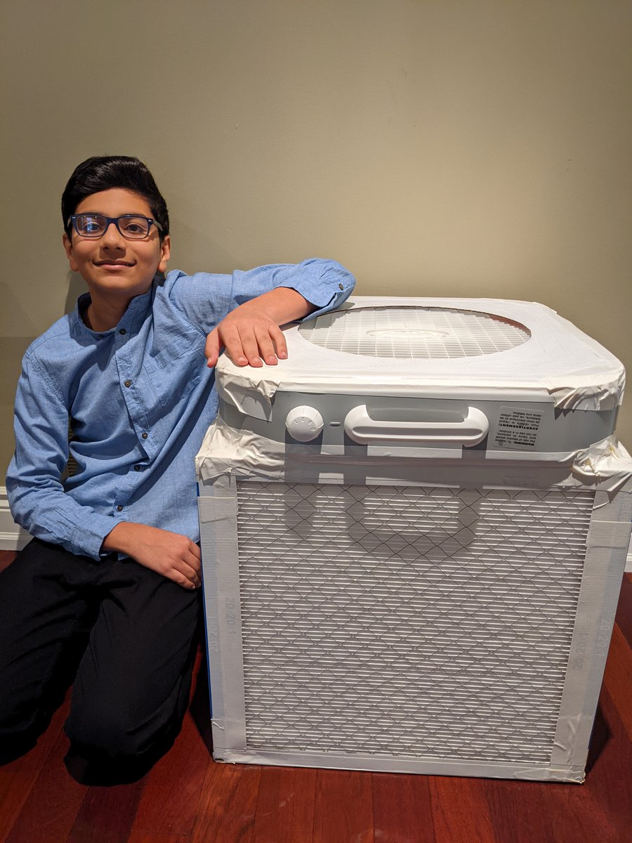 Shiven Taneja is 14 &amp; an aspiring engineer. Not only did he build this air purifier that traps > 90% #Covid19 particles by himself, he's offering to help everyone in his community do the same. What an amazing young man! 🙌 <a href="/ShivenTaneja/">Shiven Taneja</a>  <a href="/Goodable/">Goodable</a>
