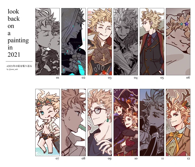 #2021年の絵を振り返る
テンプレお借りしました!
今年もいろんなお兄さん描いたな～としみじみ… 