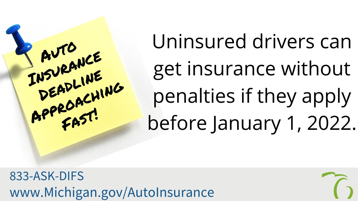 MIDIFS's tweet photo. If you’ve been risking driving without insurance, don’t wait until it’s too late, get auto insurance today! There are new lower rates, and no reinstatement penalties if you apply before January 1, 2022. Contact an agent or insurer today! #MIAutoInsurance https://t.co/Svj6AUi9AT
