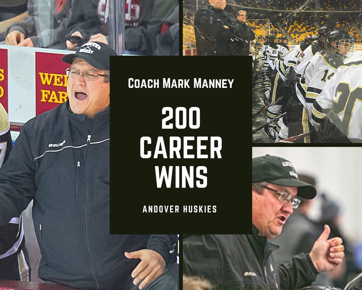 andoverhshockey's tweet photo. Lasts nights win over Hill-Murray marked 200 Career Wins for Coach Manney! 

Thanks for everything you do, Coach! https://t.co/l3rjqykFKj