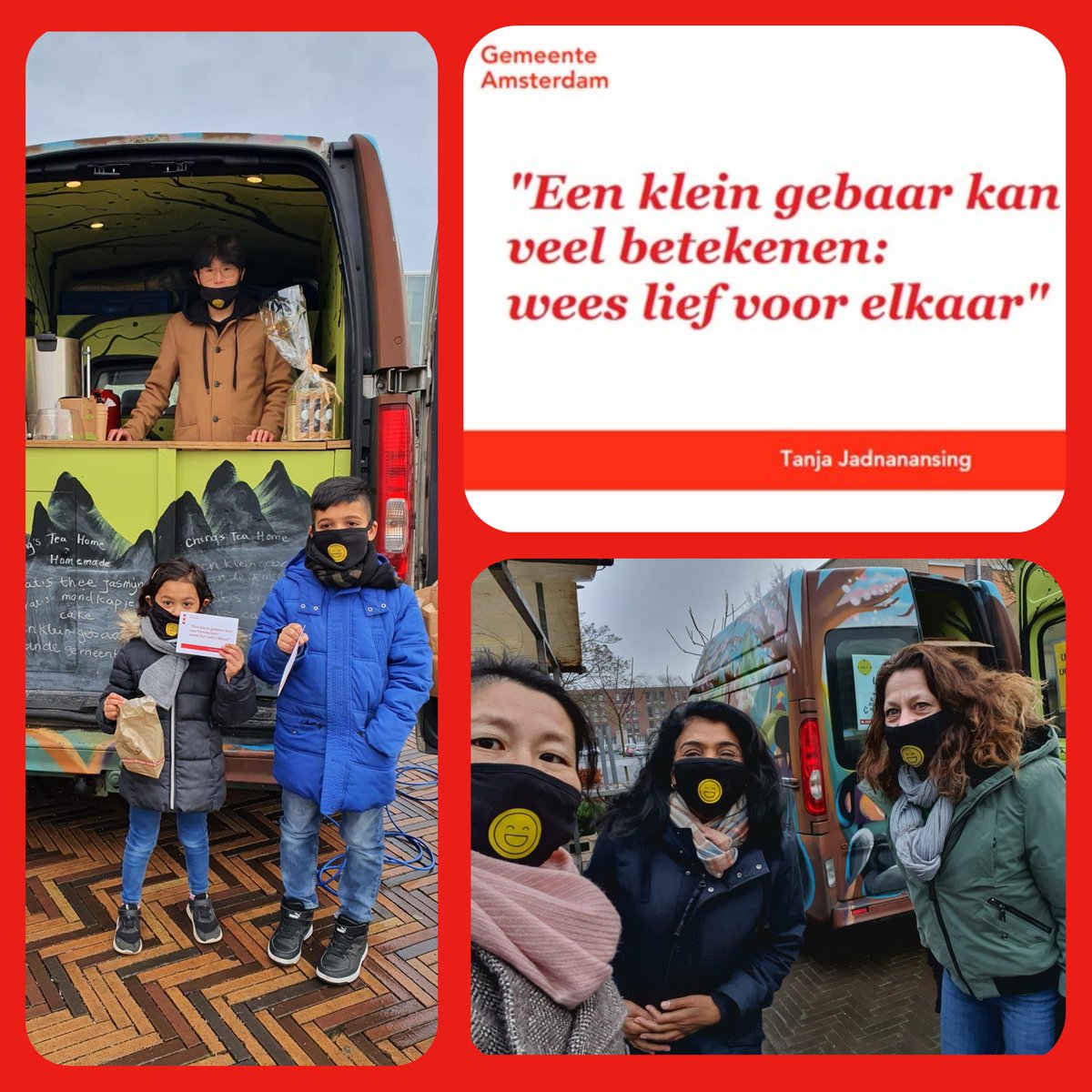 adamzuidoost's tweet photo. @Chingsteahome staat deze dagen op markten door heel Zuidoost. Ze deelt een ❤️positieve boodschap van Tanja Jadnanansing en mondkapjes uit. Ook biedt ze heerlijke thee, cake🥮 en een praatje aan. Begin 2022 staat ze ook op de markt van Kraaiennest en bij Reigersbos. https://t.co/la7onVXuqJ