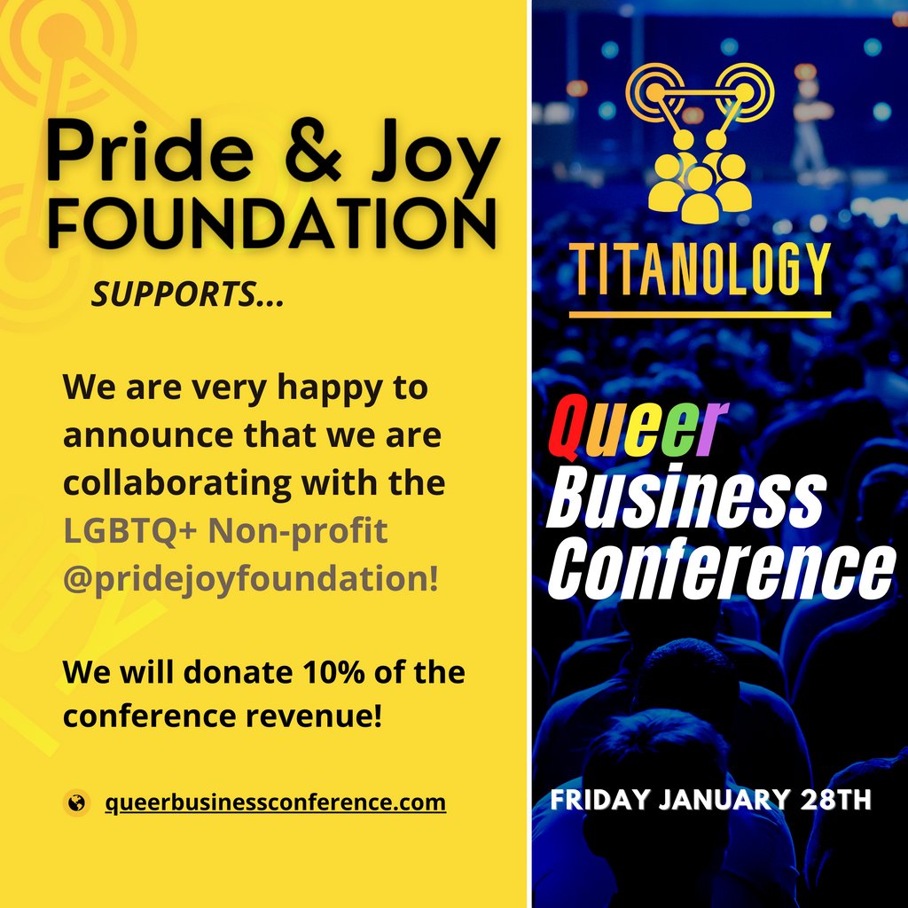 StefaanVreese's tweet photo. Great minds think alike! Awesome to have the support of @pridejoyfoundation for our new @queerbusinessconference!
Oh and don't forget, it's the last few days to get your early bird tickets!
#businessconference #queerowned #nonprofit #pride #titanology #titanify https://t.co/pqtEF6BtHr
