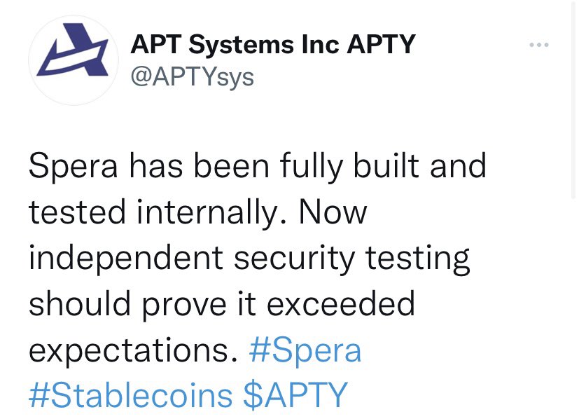 OTC_Banger's tweet photo. $APTY @APTYsys has always delivered on everything they have stated. $SPRA will launch and @verifundr will follow close behind. #SperaLaunch2021 #APTYArmy #Crypto #StableCoin https://t.co/N6yVkOGsJk