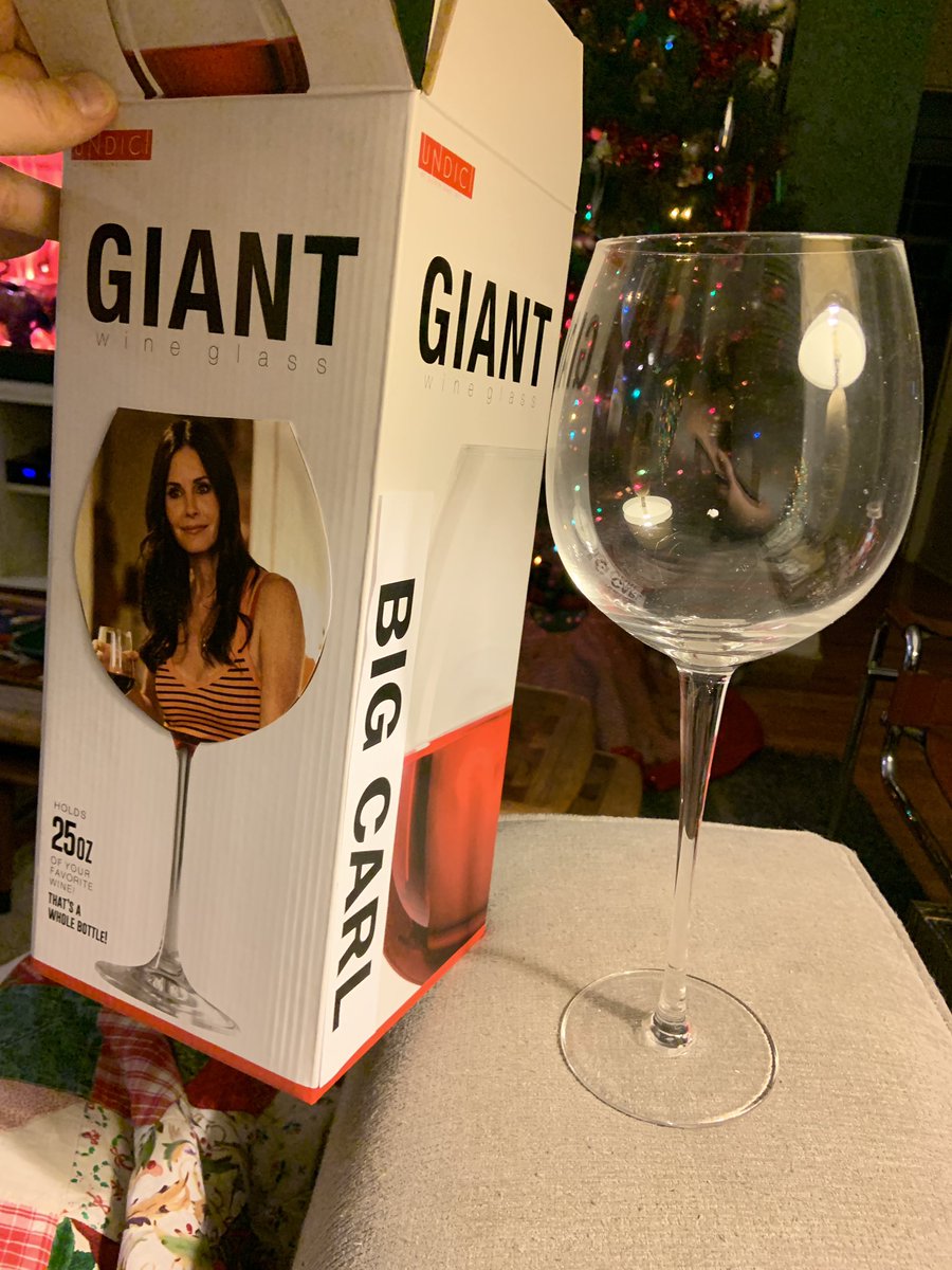 mj_dougherty's tweet photo. One of my Christmas presents made by Pete. If you know… well, you are fun. Shall this be my new wine glass? Change approved! @CougarTownABC 
@cougartowntbs @CourteneyCox @official_cougartown_  #cougartown #changeapproved #culdesaccrew @CougarTownTeam https://t.co/uQIqVZwMv5