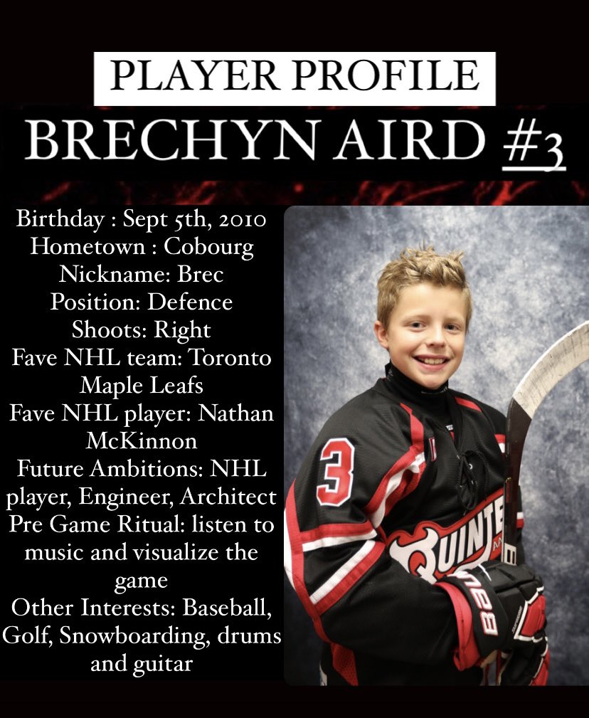 QRDU14AAA's tweet photo. Stampkrete Concrete Contracting Player Profile! π₯ π₯
π
Introducing U12 Quinte Red Devil
Brechyn Aird #3
#qrd #omha #etahockey #quintereddevils #aaahockey #totalsportsquinte
@TSportsQuinte @QuinteRedDevil https://t.co/5yEBv7Wbpe