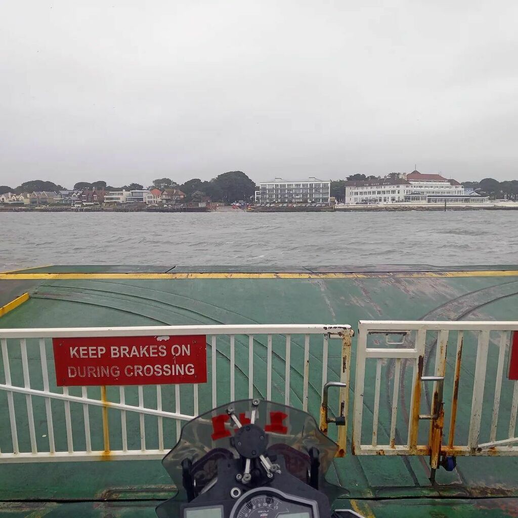 big_red_s's tweet photo. Heading back from Swanage for the second time in a fortnight, this time with a cheeky ferry en route
.
#cheekyferry #studland #swanage #dorset #ktm1190 #chainferry https://t.co/mmBzoKX6lT