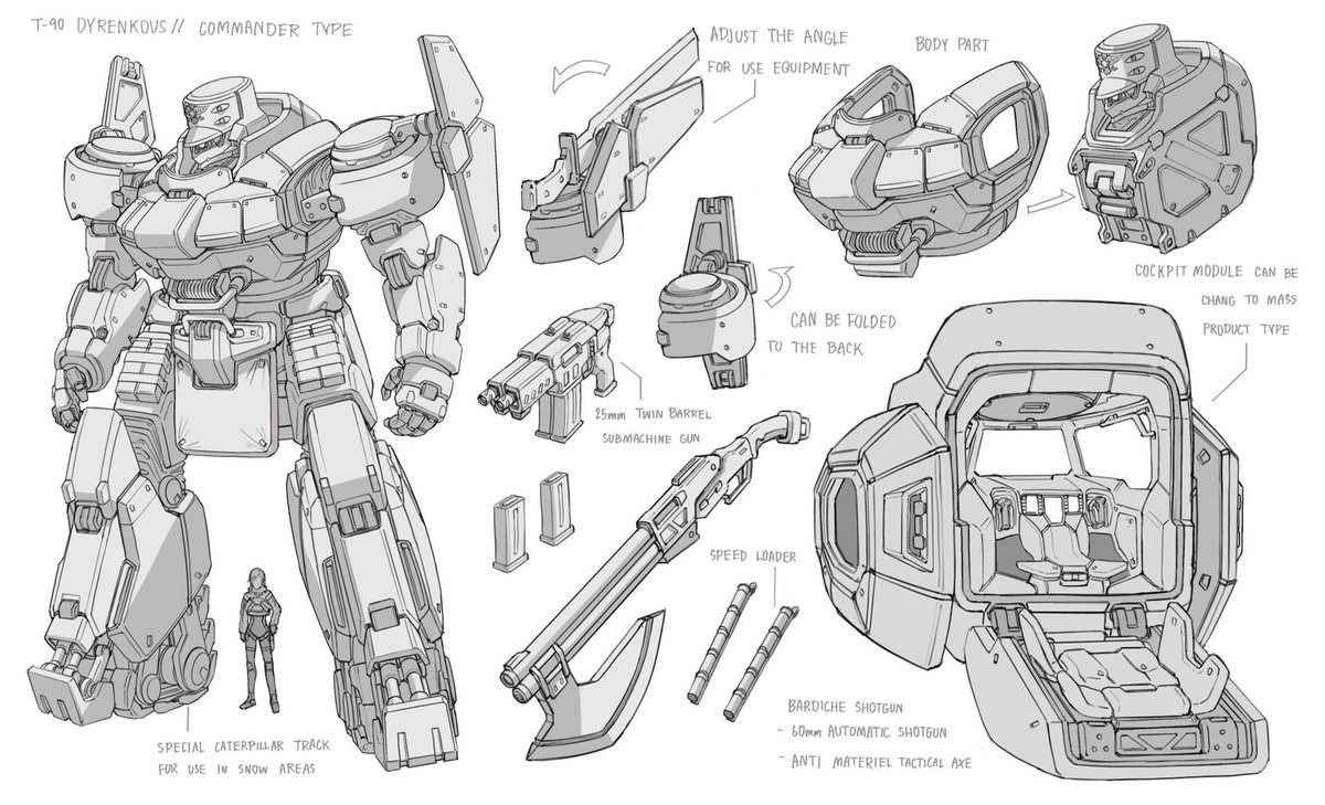 Russian military mech concept model T-90 Inspired by Marasai,Geara Doga,Jagd Doga
This is a very busy year. Hopefully, next year will have more free time for sketch projects. ;v;