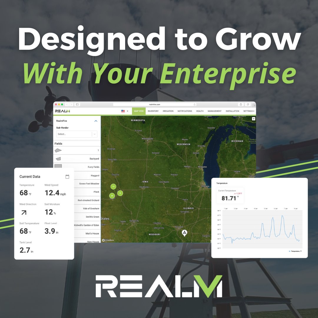 RealmFive's tweet photo. A system that grows with your operation!
The RealmFive View allows you to connect all your devices in one place from both RealmFive & many other platforms as well!
https://t.co/6xVsHE0U0n
#realmfive #realmfiveview #agribusiness #agchat #irrigation #livestock #agronomy https://t.co/sVRt18WzOA