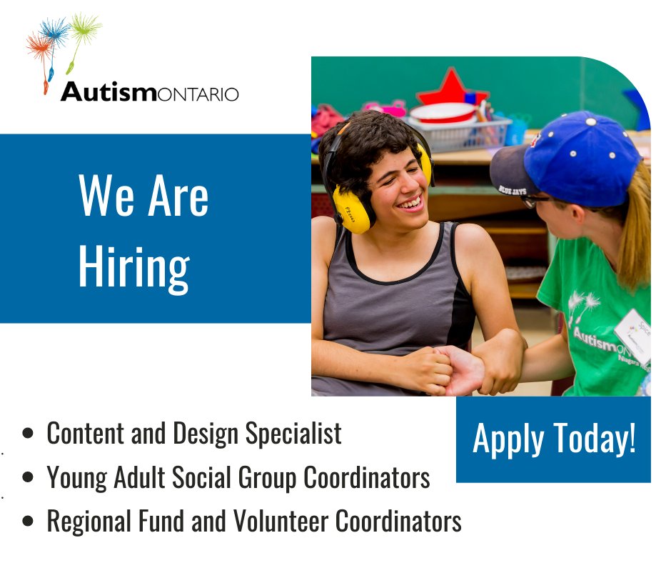 AutismONT's tweet photo. We’re looking for passionate, diverse, talented candidates to help us support autistic individuals across the province.
If this sounds like you, get in touch today! https://t.co/8u7fHiLVJH https://t.co/4QiY51kj1U
