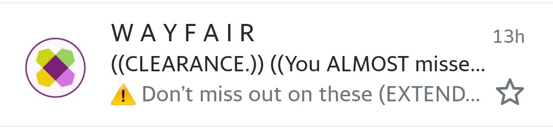 verbality's tweet image. In first place, for most spam looking non-spam email goes to ... @Wayfair! 🎉🏆

#DigitalMarketing #EmailMarketing