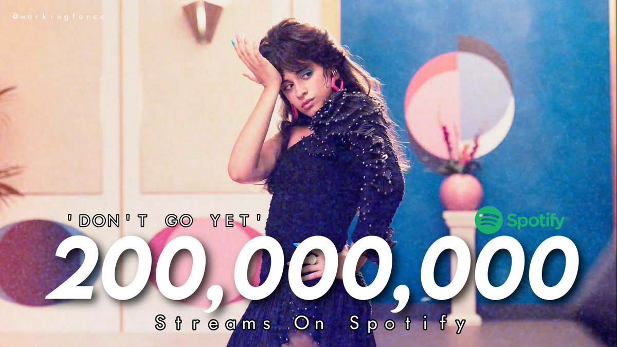 workingforcc's tweet photo. 📊 | 'Don't Go Yet' de @Camila_Cabello ha superado los 200 MILLONES de streams en Spotify ! https://t.co/dYtHOl9GOk