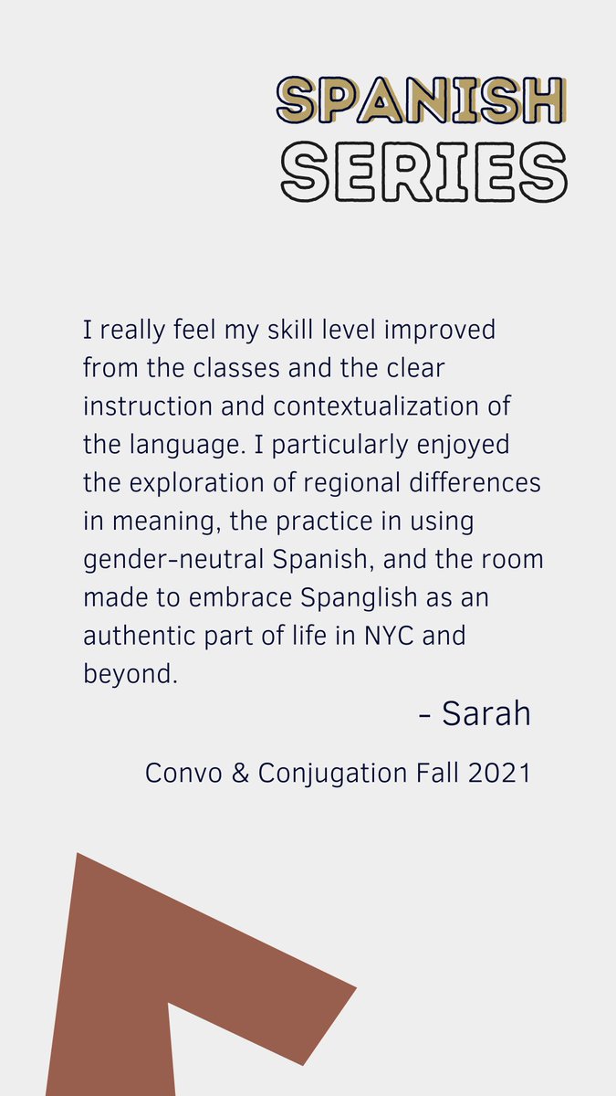 milmundosnyc's tweet photo. Our Spanish classes are something special and our past students agree. #learnspanish #readinspanish #heritagespanish #decolonizedspanish #genderneutralspanish #spanishworkshop #languageworkshop https://t.co/IDnJqutcwB