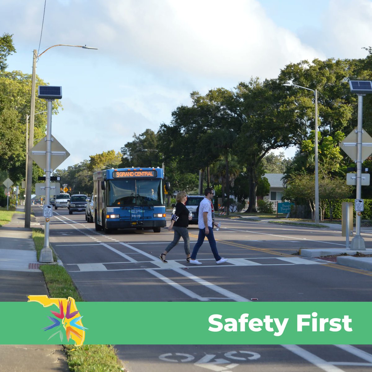 suncoasttpa's tweet photo. Visiting the Sun Coast for #NewYears? Please obey all posted signs and use designated crosswalks so you can be sure to return home safely! Remember, #SafetyFirst! https://t.co/A4BcFJQLQN