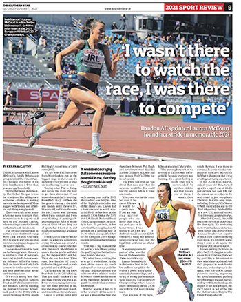 KieranMcC_SS's tweet image. It's been a superb year for West Cork athletes, including @ClubBandon's Lauren McCourt. In this week's @SouthernStarIRL 2021 Sport Review, Lauren chats about her breakthrough year, following in @philhealy2's footsteps, the influence of Catherine Duggan and lots more.