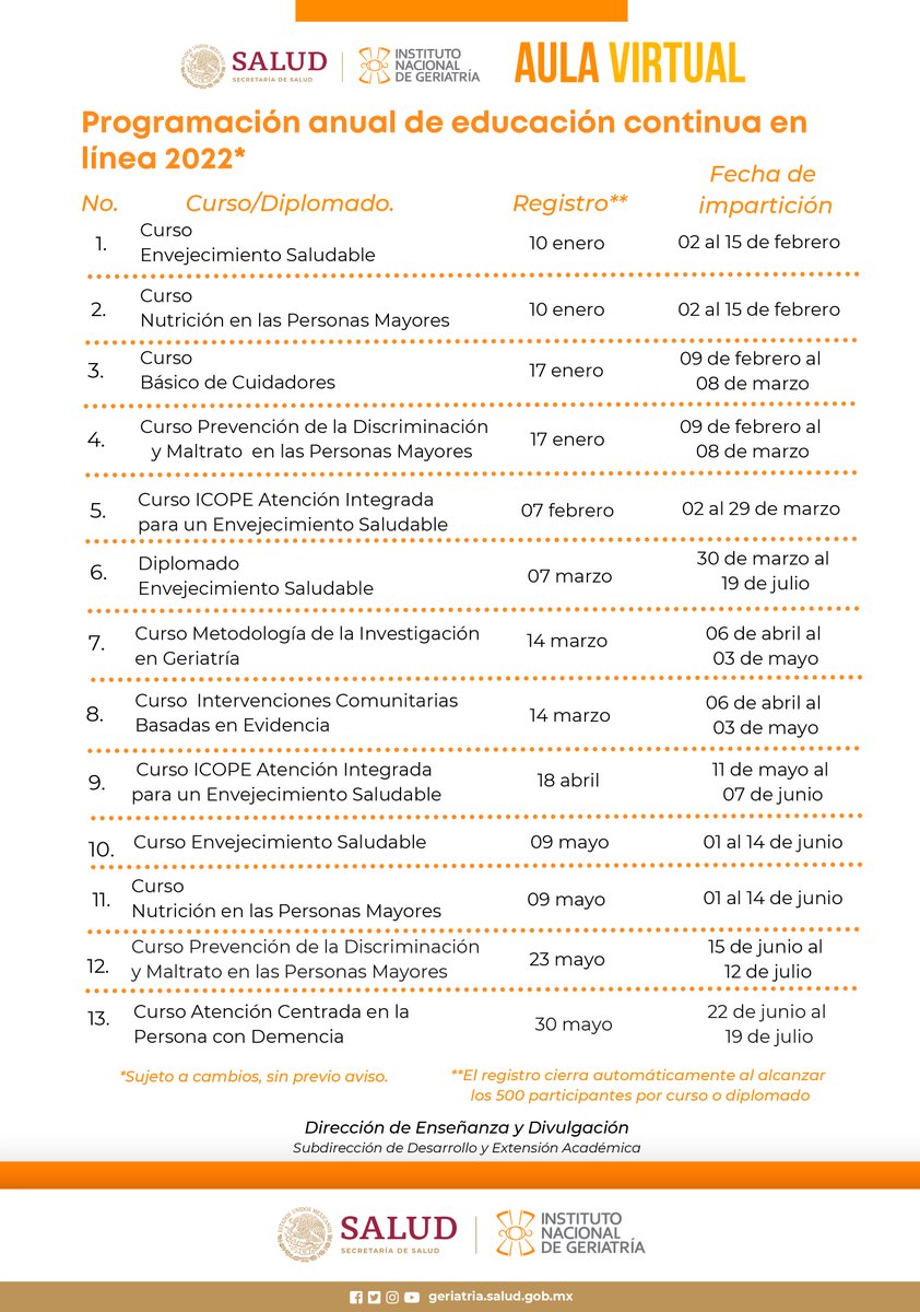 INGER_mx's tweet photo. ¡NO TE LO PIERDAS! 

Te compartimos la programación anual de educación continua en línea 2022. 

Mantente atento a los registros para que no se te pase ninguno. https://t.co/ztoH2Qxjot