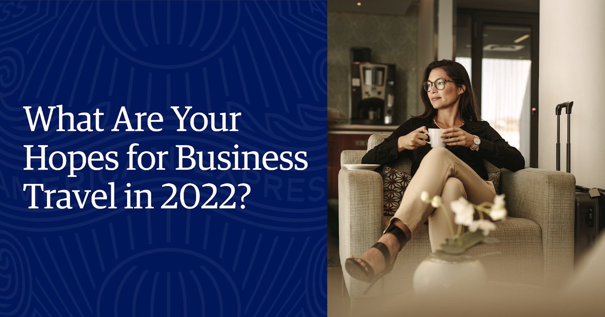 amexgbt's tweet photo. As we near the end of 2021 and look ahead to the future of #businesstravel and #meetingsandevents, we'd like to hear from you. Reply with your hopes and wishes for getting #BacktoBlueSkies in the new year. โ๏ธ https://t.co/yyZU7kBERY