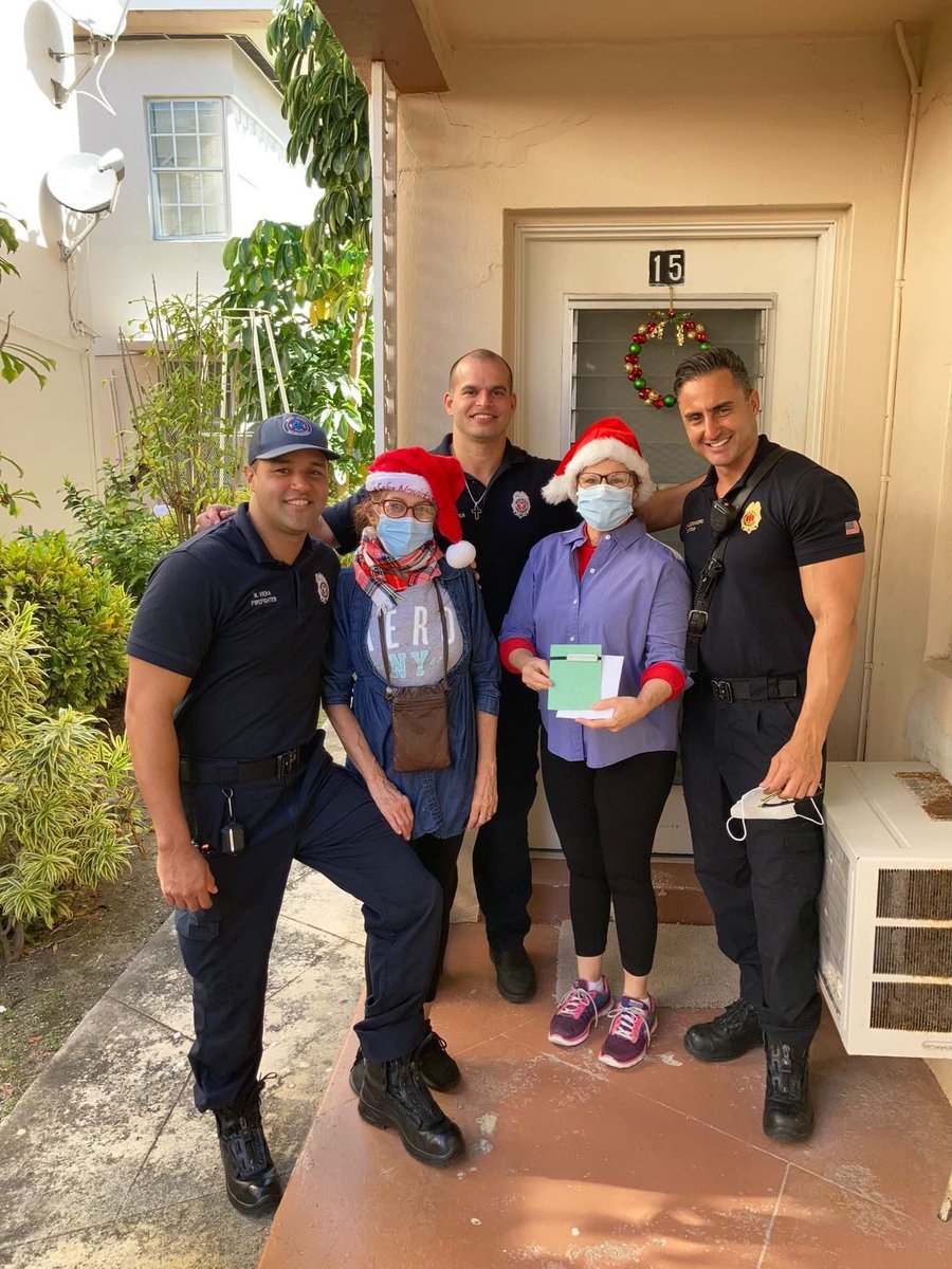 MiamiBeachFire's tweet photo. We are proud of our firefighters who took the phrase “spreading the holiday cheer” to the next level. Firefighters from three shifts spend their weekends helping a member of our community in need. They also gifted her a $500 gift card. #YourMBFD https://t.co/xP0zbfRuI1