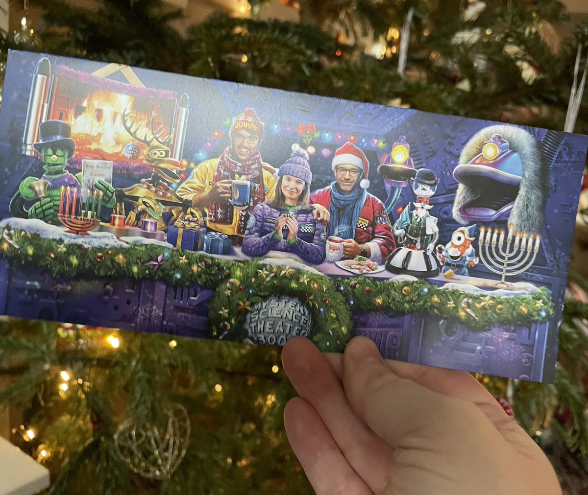 alistaircoleman's tweet photo. An excellent Christmas card arrives from the Gizmonic Institute #MST3K #WatchOutForSnakes https://t.co/2OjpRaOsM1