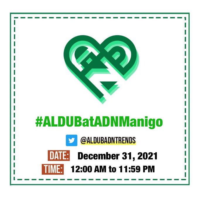 AlDubADNTrends's tweet photo. Sa huling araw ng taong 2021, taimtim nating dasal ang payapa at manigong pagpasok ng bagong taon. Mahigpit na yakap, #ADNFAM. Salamat sa nagdaang taon na sama sama tayong humarap sa mga pagsubok ng panahon.  

#ALDUBatADNManigo https://t.co/8yCjjFWeTA