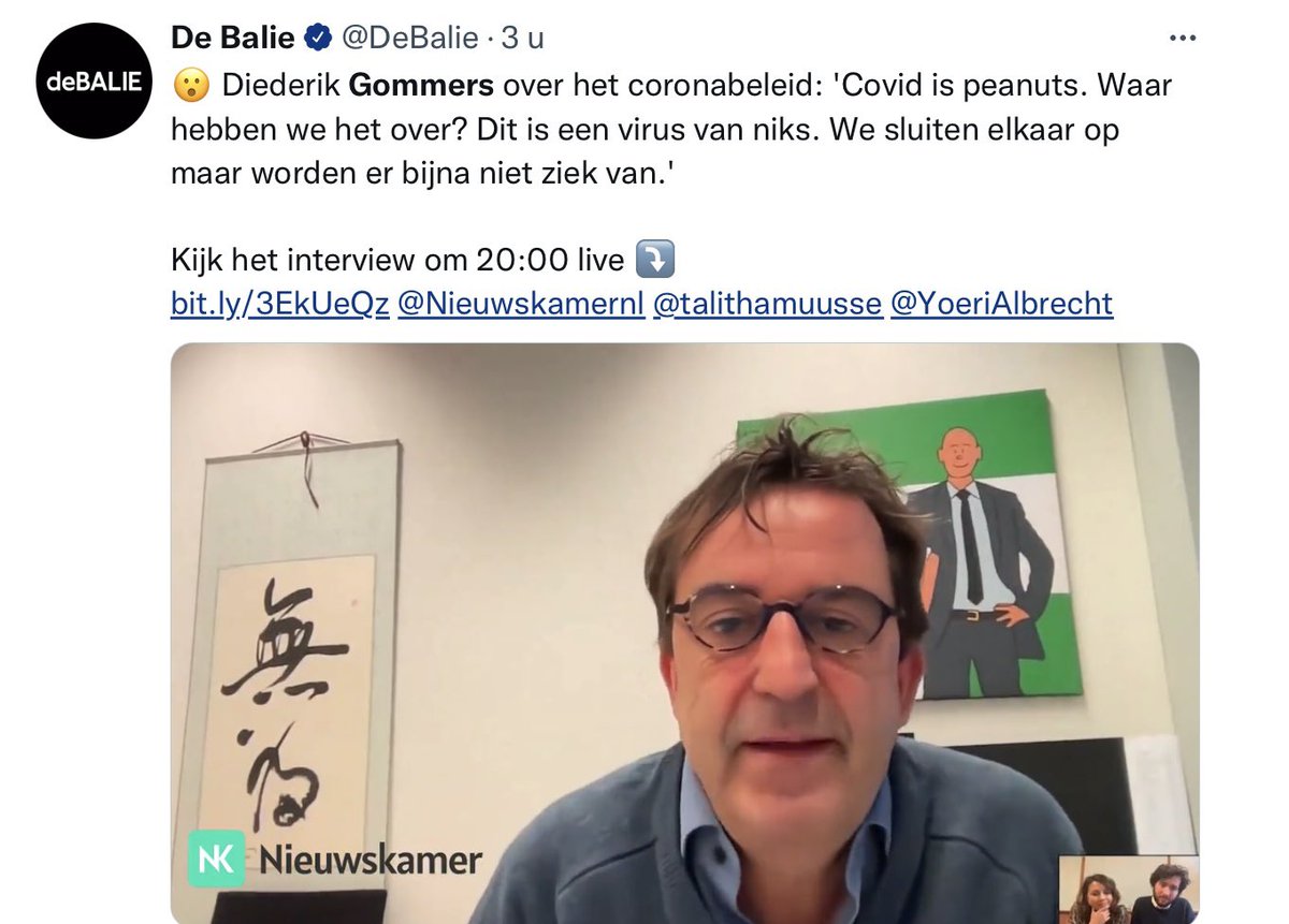 's tweet image. Het fragment van Diederik Gommers door @balie was niet “wat kort en ongelukkig gekozen”.
Het was volkomen misplaatst.
Het was een schandelijke weergave van wat hij zei.
En dit is een lafhartig excuus van het debatcentrum van Yoeri Albrecht.
De blokker die geen debat wil.