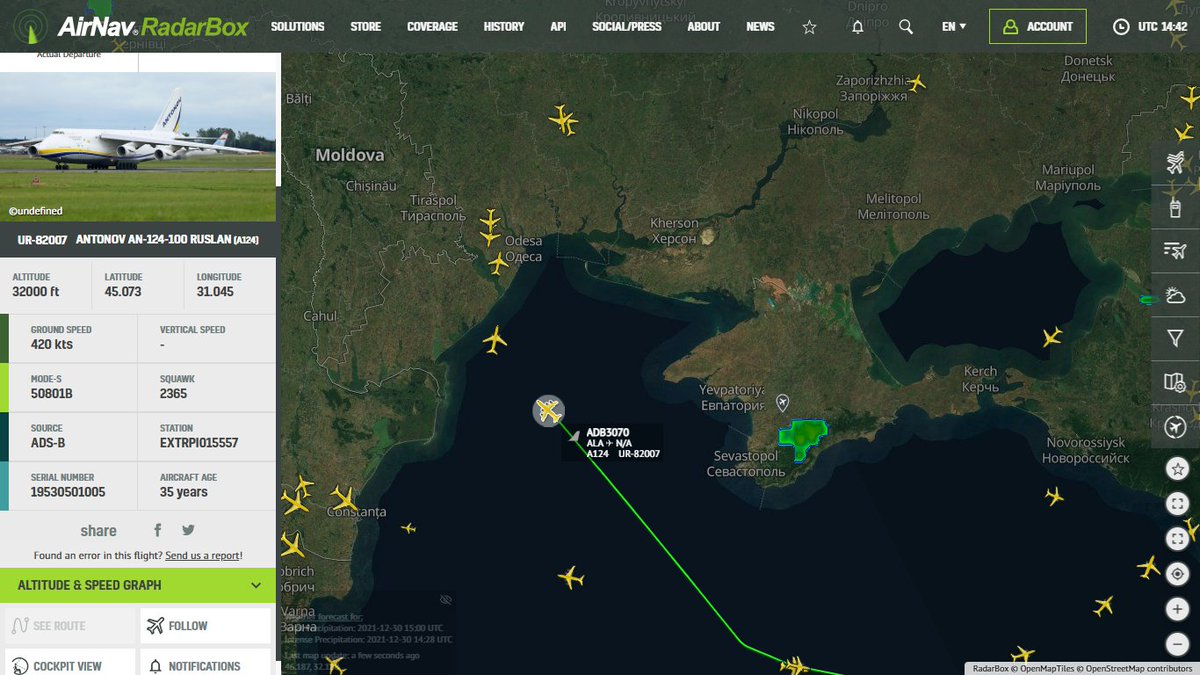 AirNavRadar's tweet photo. The 34-year-old Antonov An-124-100M (UR-82007), An-225's Smaller Brother, is en route to Rzeszow (RZE). ✈

Track: https://t.co/xDcQok1JUj 📡

#AntonovAn124 #UR82007 #RadarBox https://t.co/DwW7HWDhfF