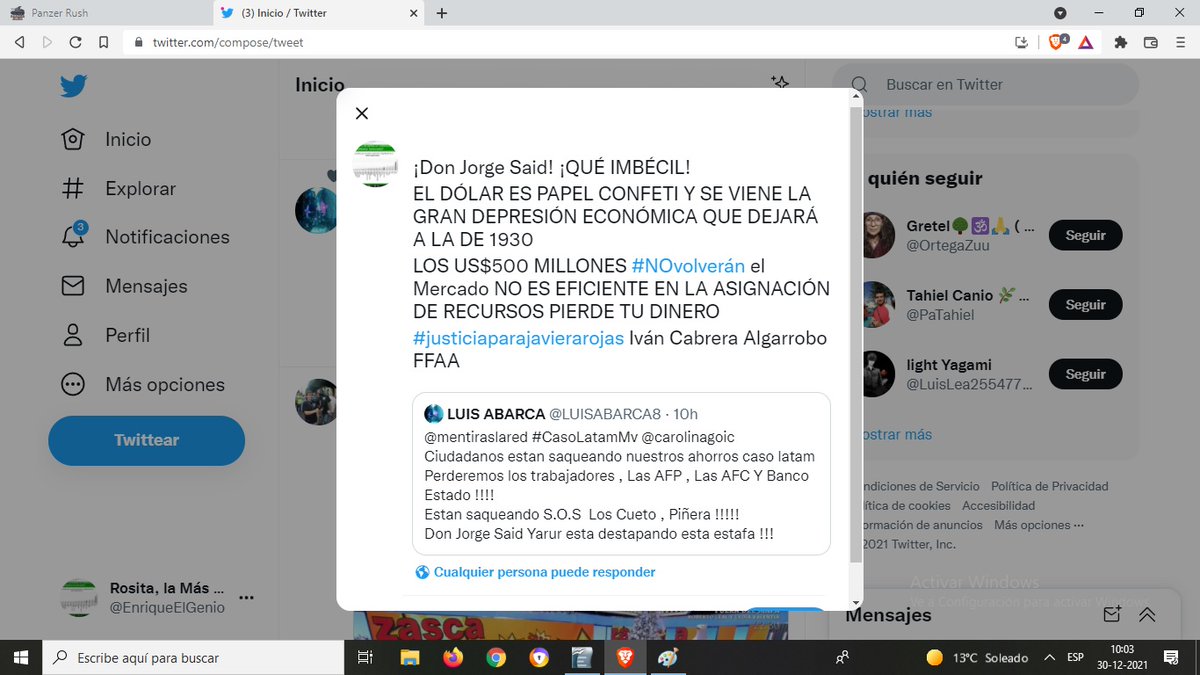 EnriqueElGenio's tweet photo. US$500 MILLONES #EXPROPIADOS A TU AHORRO PREVISIONAL PERO COMO LO HICIERON PRIVADOS DE CORAZÓN ¡ESTÁ BIEN! LOS #KASTIANOS felices de que sea un PRIVADO quien les robe la plata, pero si la toca el ESTADO ahí sí que vociferan bots pasaos💩
Iván Cabrera FFAA Jorge Said Yarur Carlita https://t.co/9iSsDR1Guh