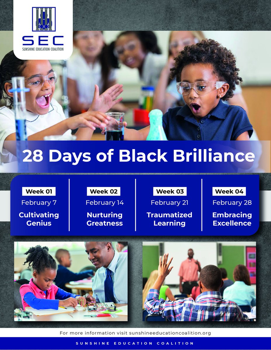 <a href="/SunshineEducat1/">SunshineEducationCoalition</a> is excited to launch our annual Black History Series. This year's theme 28 Days of Black Brilliance.  Visit SunshineEducationCoalition.Org