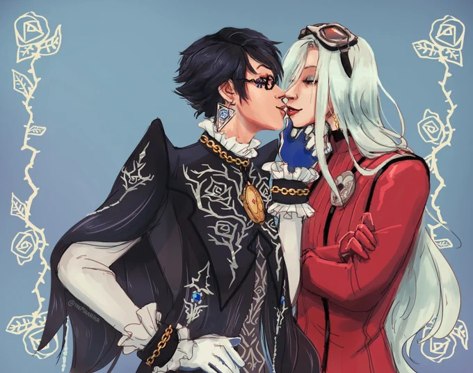 This was my first Bayojeanne fanart but I only finished coloring it recently #bayonetta 