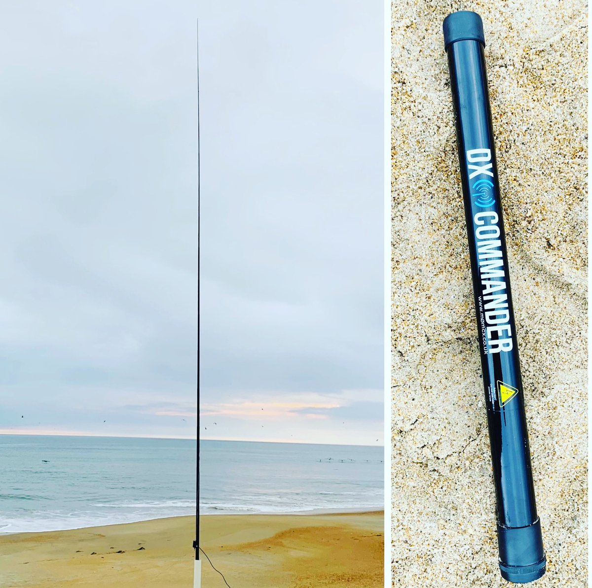SaltyWaltHudson's tweet photo. Just had an incredible morning working DX on the beach in the Outer Banks of North Carolina with the DX Commander 10 Meter Travel Pole and a random wire vertical. I was booming into Europe with just 20 watts. #amateurradio #hamradio #dxcommander #randomwireantenna https://t.co/IW7tffzxXa