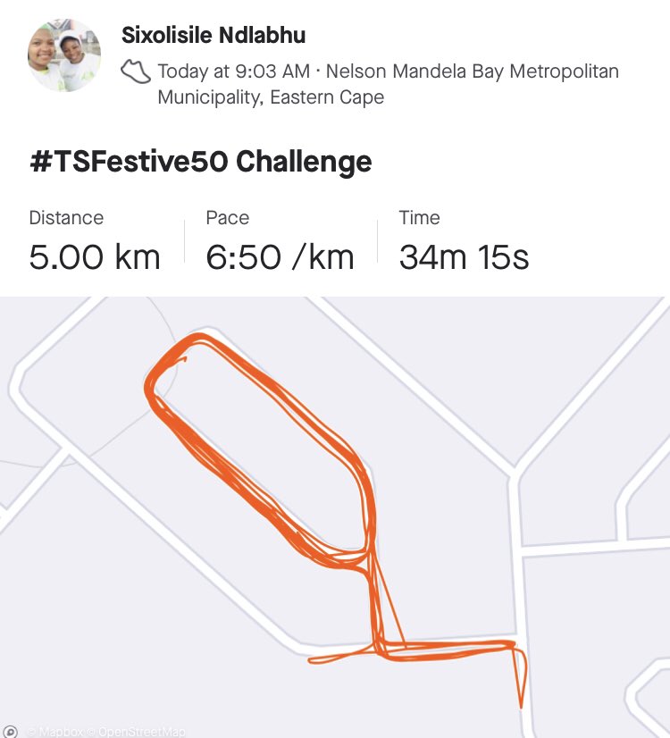 sixolisile_n's tweet photo. Day 6 💙✔️- Reached the set goal of 50KM…Last run of the year and taking a well deserved rest #TSFestive50 #HomeOfRunning #TSFestive50challenge #RunningWithLulubel #RunningwithTumiSole #FetchYourBody2021 #90dayswithoutsugar https://t.co/pd1OIjSHVo