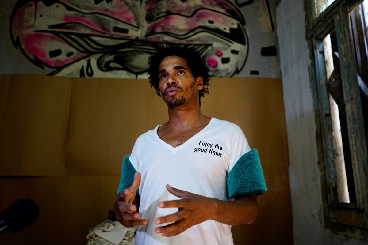 Luis Manuel Otero Alcantara, an artist who has vocally criticized repression in Cuba, speaks during an interview at his home in Havana, Cuba, on May 2, 2018. Alcantara has remained in prison since he was detained during a peaceful demonstration on July 11, 2021.