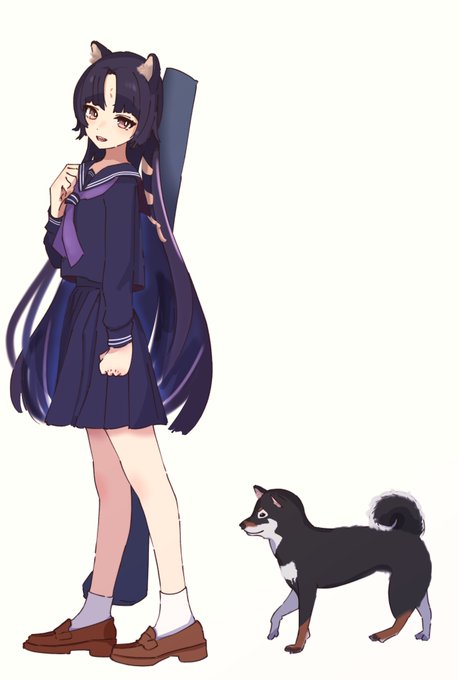 「blue skirt purple neckerchief」 illustration images(Latest)