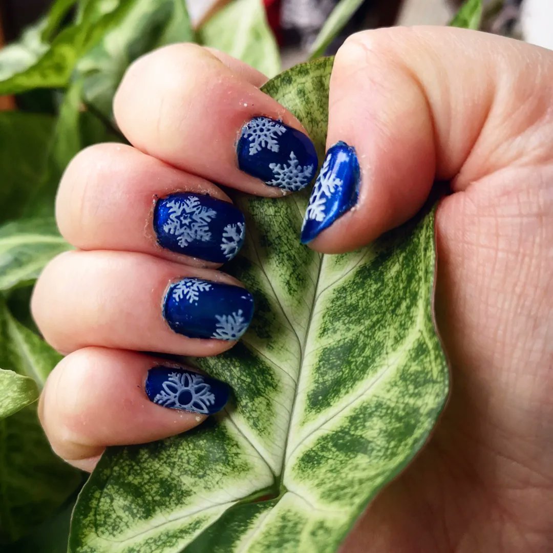 I made some snowflakes with a stamping tool. ❄️

#nails #nail #nailpolish #nailaddict #naildesign #nailart #nailphoto #nailphotography #snowflake #snowflakenails #snowflakes #snowflakedesigns