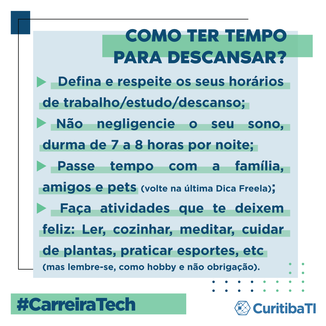 CuritibaTI's tweet photo. Chegamos no final de 2021 e não poderíamos trazer outra dica de carreira além dessa: 

‼A importância do descanso.‼

➡Para ler o post completo, acesse: https://t.co/SKATzwgF5R

E deixa aqui nos comentários as suas dicas para outras pessoas 💙 https://t.co/ZTixA9WF9x