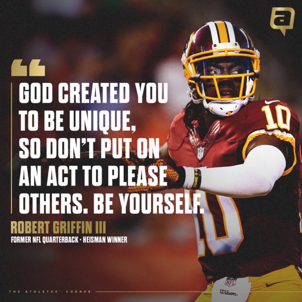 RGIII's tweet photo. God created you so embrace your uniqueness. It will inspire others to do the same. https://t.co/NYN2xeA9Hr