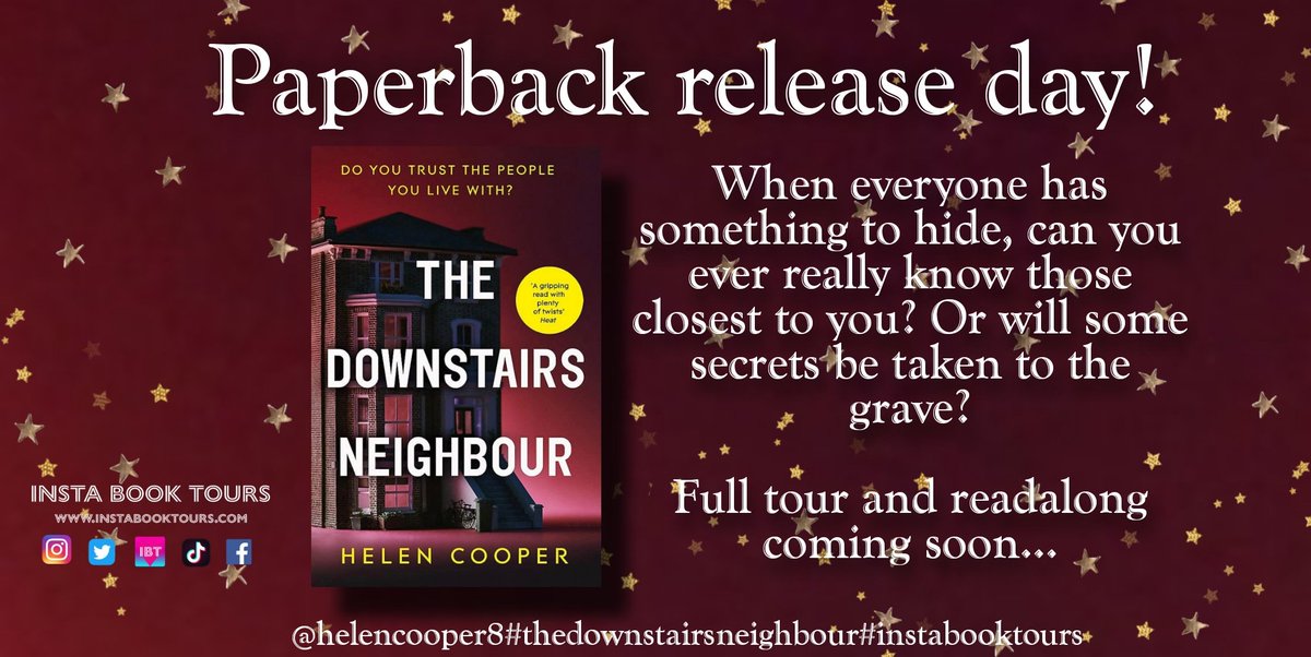 Congratulations @HelenCooper85 on the release of #thedownstairsneighbour paperback! Please retween for early bird access to the tour sign up 🤗 details coming soon #thriller #domesticthriller