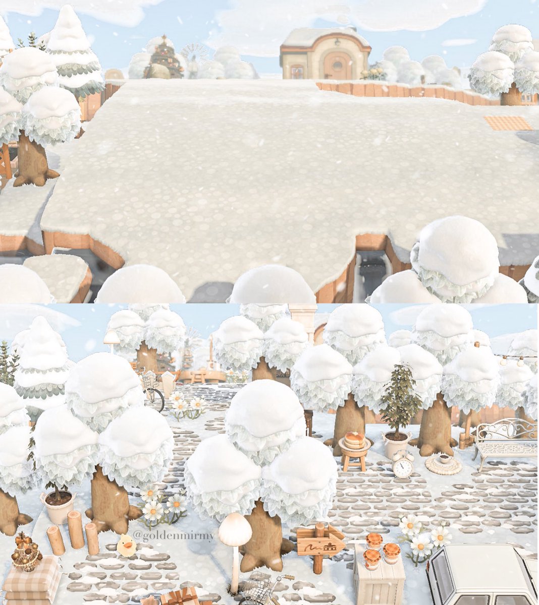 goldenmirmy's tweet photo. a snowy land bridge moment 🤍❄️☕️

preset is ‘aspen’ by me! link in bio ✨

#ACNH #AnimalCrossingNewHorizons #acnhinspo https://t.co/vIHxUJuuTQ