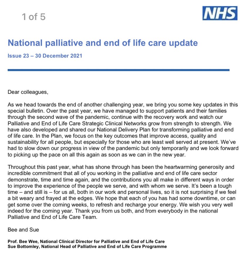 Pers_Care's tweet photo. Issue 23 of our palliative &amp; #EoLC update is now available on Future NHS 👉 https://t.co/1xeNHuX06Y

This issue covers:
🗞 Funding arrangements 
🗞 24/7 &amp; SPOC
🗞 Covid-19 treatments
🗞 Webinar info
🗞 Virtual Wards
&amp; more!

To subscribe 📧 england.palliativeandendoflife@nhs.net https://t.co/HVc9P2M5Vz