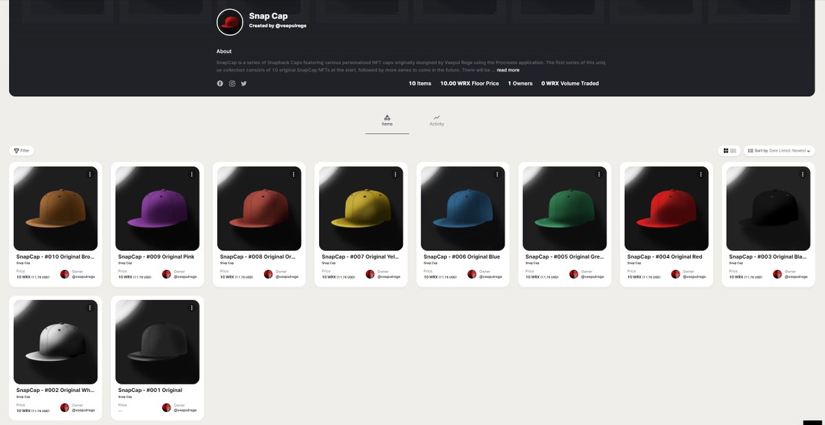 0xVeepul's tweet photo. 'SnapCap' collections is out for sale on @WazirXNFT 
A series of originally designed unique Snapback Caps.

#NFT #WazirXNFT #NFTcreator #NFTcollectors #NFTcommunity #SnapCap #Collectibles #WAGMI

Do check out &amp; support
🔗 https://t.co/2JJQaYyKsT

Read about the collection below👇 https://t.co/zFVFN0i8g5