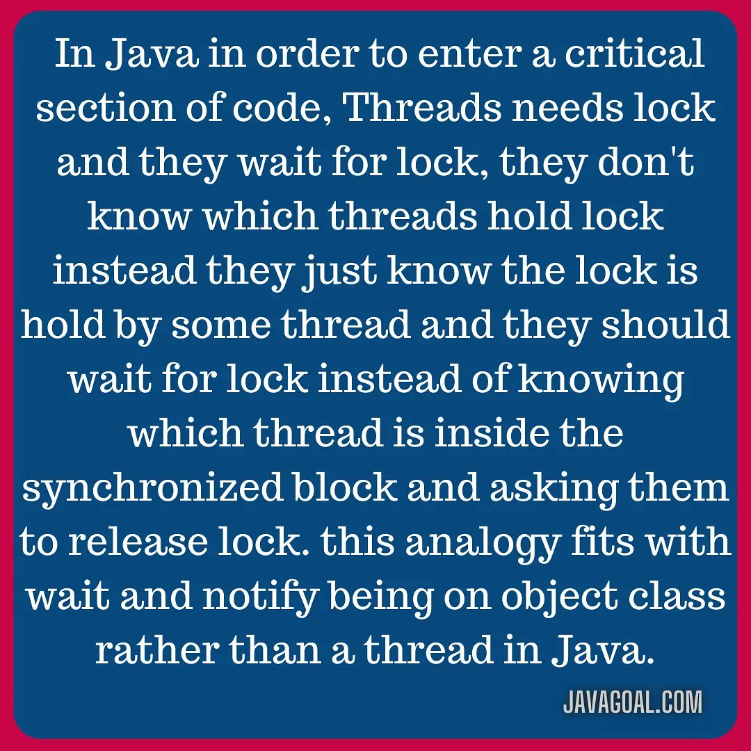 GoalJava's tweet image. Want to read it in detail then click on link:javagoal.com/notify-method-…
#javadeveloper
#android
#javacode
#codinglife
#Coding
#devcommunity
#CodeNewbie
#CodeNewbies
#WomenWhoCode