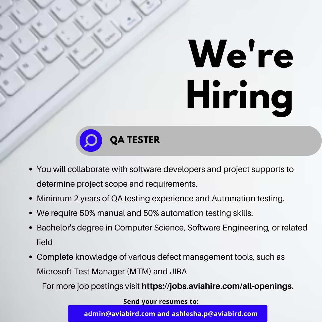 avia_bird's tweet photo. We are #hiring! Check the below poster to see which job we are hiring for.
If you like working in a high-output environment and gaining ownership of what you do, then this job is for you!
#HiringNow #HiringAlert @ashishait https://t.co/lsGlBoq8b5