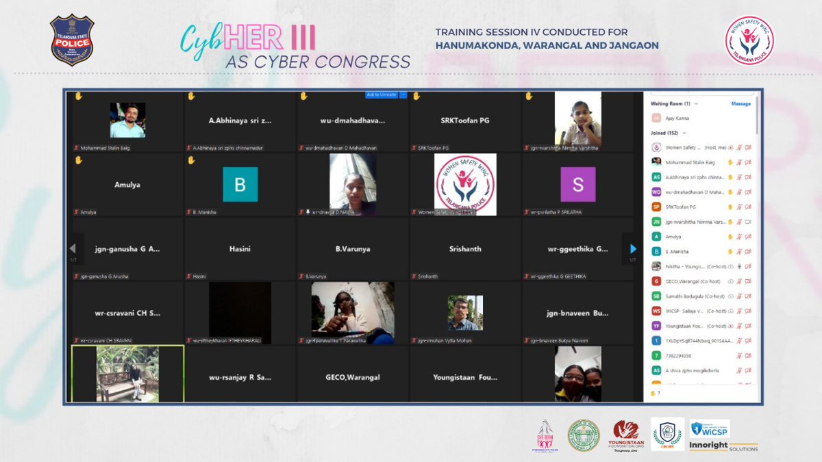 tg_womensafety's tweet photo. మన యంగ్ #CyberAmbassadors కు నేటి నుండి #CyberCongress ట్రైనింగ్ సెషన్ IV మొదలైంది. అందులో భాగంగా హన్మకొండ, వరంగల్,  జనగాం జిల్లాల పిల్లలకు కంప్యూటర్లు ఫోన్లను హ్యాకర్ల బారినపడకుండా ఎలా సురక్షితంగా ఉపయోగించాలి అనే అంశాలపై ట్రైనర్ @vadlamudisail పిల్లలకు అవగాహన కల్పించారు. https://t.co/jgK9Nj0z0m