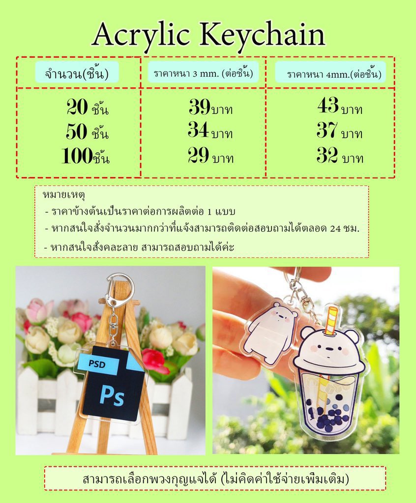 KYB___SHOP's tweet photo. สำหรับคนที่ต้องการสั่ง keyring จำนวนน้อย

1ชิ้น ชิ้นละ 70บาท
2-4ชิ้น ชิ้นละ 67บาท
5 ชิ้น ชิ้นละ 50บาท

หากสั่ง20ชิ้นขึ้นไปเพื่อแถม-แจกลดราคาชิ้นละ3บาท
#ตลาดนัดบังทัน 
#ตลาดนัดnct #เจิ้นเน่ #JaeDo #ตลาดนัดENHYPEN #แพทริค #รับทําพวงกุญแจอะคริลิค #ตลาดนัดโตมัน https://t.co/iW5WP82PXS