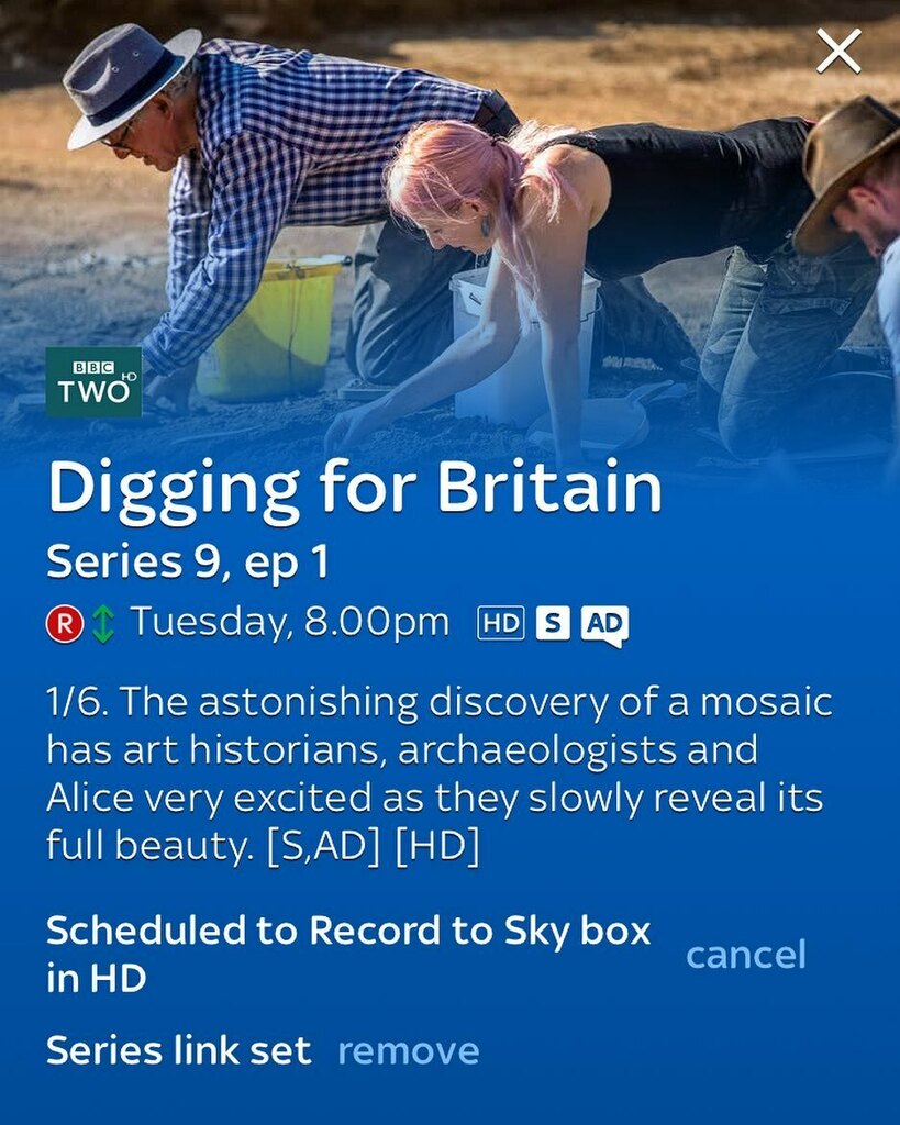 KHMedievalArch's tweet photo. All set to record! Though obvs Iโll be watching it live as well! ๐๐๐ป #DiggingForBritain #ULAS #BritishArchaeology #ArchaeologyStudent #UniversityOfLeicester #RomanMosaic #Fieldwork #ArchaeologicalDig https://t.co/URcf2sDK9A