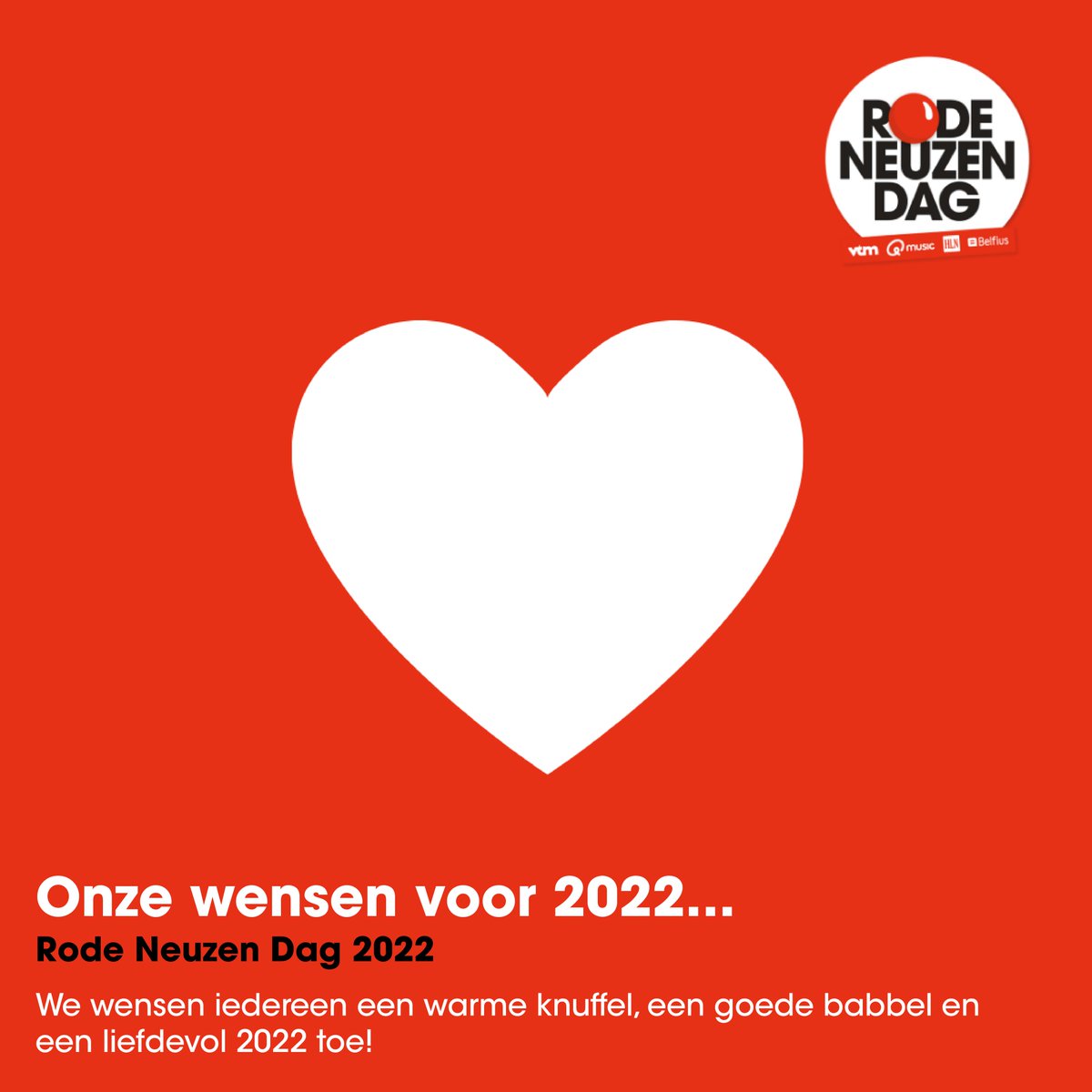 rodeneuzendag's tweet photo. Een warme knuffel of een goede babbel, in tegenstelling tot het virus mag deze vorm van positiviteit zich wel exponentieel verspreiden! 🤗 We wensen iedereen een liefdevol 2022 toe! Geef iemand wat virtuele liefde via een ❤️ in de comments. #RodeNeuzenDag https://t.co/GwunyRnzTW