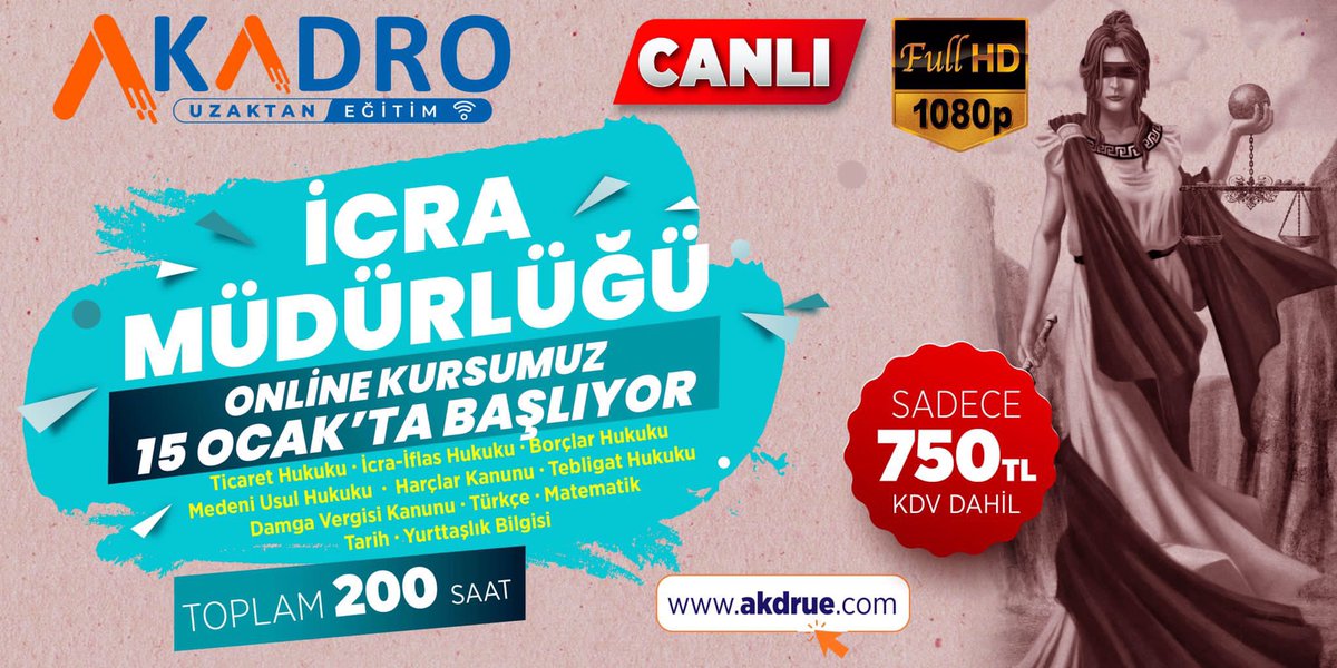 ÇEKİLİŞ 📣
Geleneksel yılsonu çekilişimiz bu sene ONLİNE İCRA MÜDÜRLÜĞÜ kursu olsun. 
Çekilişe katılan bir kişiye kursumuz hediye edilecektir.
Katılmak için:
☑️Bizi takip edin
☑️Ve bu twiti RT yapın yeterli
Çekiliş 31 Aralık saat 23.00’de yapılacaktır 
akdrue.com/category/icra-…